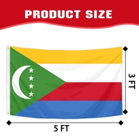 Promotion Drapeau National des Comores 90x150cm Personnalisé, Drapeau National Comorien Croissant Quatre Étoiles, Sublimation Polyester 100D pour Extérieur