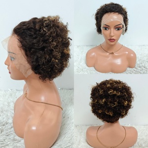 Promoción Letsfly: Peluca de Cabello Humano 100% Brasileño, Corte Pixie Rizado, con Frente de Encaje 13x4, $10, Venta al Por Mayor de Fábrica - Product Image 2