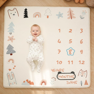 Wholesale Custom Monthly <strong>Milestone</strong> Baby <strong>Mat</strong> with Thick Foam Filling Flannel Photography Background Baby Nursery Crawling <strong>Mat</strong> - Product Image 1