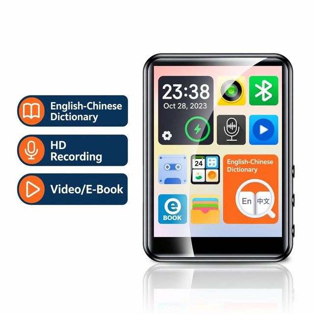 Full Touch MP3/MP4 Player Hi-Fi Lossless Sound (FLAC/WAV/APE) English-Chinese Dictionary E-Book Video Recorder for 5.4 IPS
