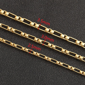18k Gold Stainless Steel <b>Box</b> Chain 2.5mm 3.0mm 3.5mm For <b>Bracelet</b> Making Jewelry Findings Rectangle Shape Plated - Product Image 1