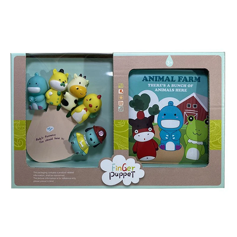 Мультяшные Обучающие куклы на палец из ПВХ, игрушки, животные, куклы на палец, оптовая продажа со сюжетной книгой