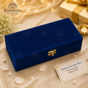 Luxury Handcrafted German Silver Glass Leak Proof Reusable Water Bottle Royal Blue Velvet <b>Gift</b> Box Wedding Diwali Christmas <b>Gift</b> - Product Image 2