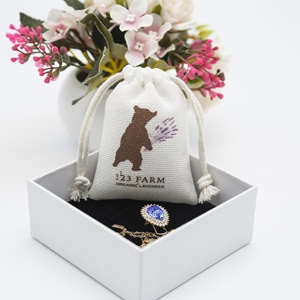 Bolsa pequeña de yute cremoso, bolsa de yute, arpillera, con cordón, para semillas de lavanda - Product Image 2