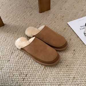 2026 new one-piece sheepskin and cotton men's flat-bottomed leather <b>warm</b>-up cotton <b>shoes</b> for winter slip-on <b>warm</b> cotton <b>shoes</b> - Product Image 3