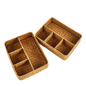 Best Seller Natural Rattan <b>Storage</b> <b>Basket</b> Eco-Friendly Box Woven Multifunction Organizing Remotes Cosmetic Drink/Food Desk Decor - Product Image 1