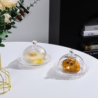 Plateau à dessert en verre transparent en forme de cœur, petite taille, style français moderne minimaliste, pour bonbons, snacks/biscuits, assiette à salade avec couvercle