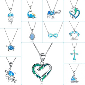 Gioielli mare oceano argento placcato blu opale coda di balena collana ciondolo sirena coda coda - Product Image 6