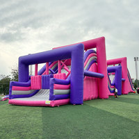 Parcours d'obstacles gonflable géant en promotion : Défi Ninja gonflable 5k avec jeux extrêmes pour adultes