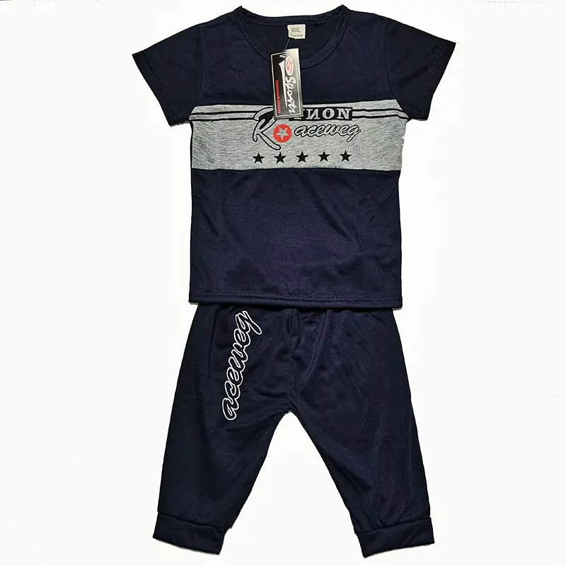 Toptan ucuz yaz giysileri rahat erkek iki parçalı nefes kısa kollu bebek T Shirt