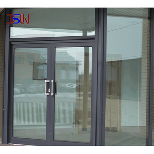Porte commerciale de luxe à battants en aluminium et verre, entrée de magasin haute performance, double vitrage anti-impact, moderne, pour zones de vente au détail - Product Image 1