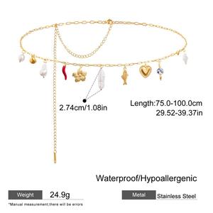 Cadena de Cintura de Pearl & Chili, acero inoxidable chapado en oro de 18 quilates, joyería de cadena de vientre en capas de lujo a la moda personalizada para mujer - Product Image 5