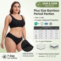 Culottes menstruelles en fibre de bambou grande taille 6XL, sous-vêtements menstruels anti-fuites, haute absorption, sans serviette, réutilisables, sous-vêtements pour femmes