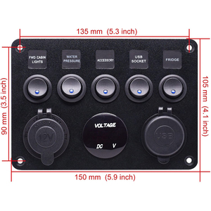 Kép USB ổ cắm sạc 12V 24V on off chuyển đổi chuyển đổi 5 gang bảng điều chỉnh thiết bị chuyển mạch nhôm bảng điều khiển với - Product Image 4