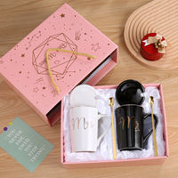 Ensemble de tasses à café en céramique jetables de 400 ml, logo personnalisé, noir et blanc, passe au lave-vaisselle et au micro-ondes, boîte cadeau minimaliste, maison, bureau