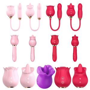 Vibratore a Forma di Fiore Rosa per Punto G Femminile, Giocattolo Sexy con Funzione di Leccata e Suzione, Vibratore a Lingua per Coppie - Product Image 1
