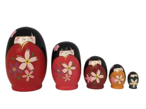 Traje japonés de madera muñeca juegos de 5 capas de Navidad pintada a mano Santa anidando muñeca Navidad manualidades al por mayor Matryoshka - Product Image 2