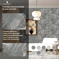 Carreaux de marbre en argile éco-modifiée 3D de haute qualité pierre brute pierre flexible noire dorée pierre douce pour atelier en plein air