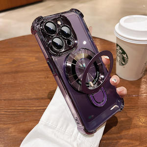 Applicable à l'étui de téléphone iPhone 17 Pro Max, base magnétique en métal Apple 14, 13 anti-chute caractéristique galvanoplastie transparente. - Product Image 2