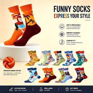 <span class=keywords><strong>Chaussettes</strong></span> en coton jacquard 200N avec motif <span class=keywords><strong>de</strong></span> dessin animé amusant et logo personnalisé, fonction antibactérienne, fabricant <span class=keywords><strong>de</strong></span> <span class=keywords><strong>chaussettes</strong></span> OEM - Product Image 1