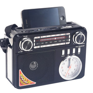 <b>Retro</b> Multifunctional Portable AM FM SW Radio With <b>Clock</b> Display Phone Holder Super Bass Built In Speaker For Home Use - Product Image 1