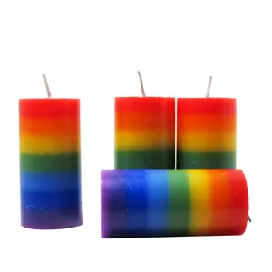 seven candle Suppliers-wholesale Unscented Allergy Free Seven Layer Chakra Meditation Prayer Pillar Candles