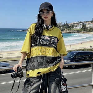 8087/FANMAJIALIE Fornitore di Qualità, T-Shirt Oversize da <span class=keywords><strong>Donna</strong></span> Resistente con Stampa Cartoon di Mickey, <span class=keywords><strong>Minnie</strong></span> e Kitty, per Uso Quotidiano - Product Image 2