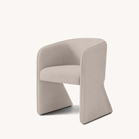 Fauteuil de salle à manger sculptural luxueux et confortable en mélange de laine ocre avec panneaux latéraux évasés au lieu de pieds, pour la salle à manger et la maison