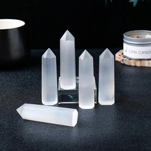 คริสตัลธรรมชาติโมร็อกโก เซเลไนต์ทรงกระบอก สำหรับตกแต่งบ้าน วางบนโต๊ะ - Product Image 2