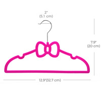 Velvet Hanger Hersteller Pink Lovely Bow Shape Cute Velvet Kids Hanger für Kleidung
