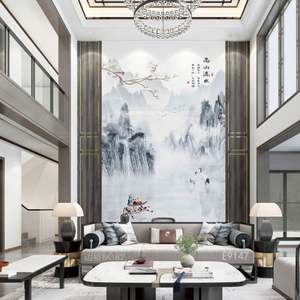 Panneaux muraux de style chinois Aimsp Duplex Building, revêtement mural intérieur en marbre, mur entier pour télévision - Product Image 1