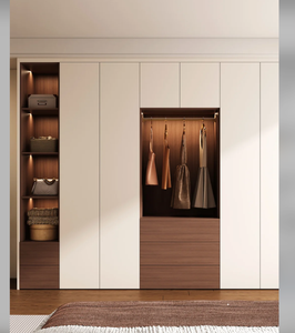 Armoire de style vintage minimaliste : éclairage dissimulé, rangement divisé, créant une zone de <span class=keywords><strong>dressing</strong></span> luxueuse même dans les petits appartements - Product Image 2