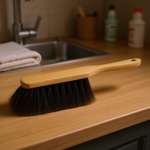 Cepillo de mano de madera con cerdas de crin de caballo de 28 cm, lacado ligero, para limpieza - Product Image 3