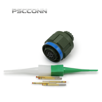 Connecteur industriel circulaire PSCCONN série D38999 à 22 broches, finition olive drab cadmium, blindage EMI, prise à verrouillage rapide