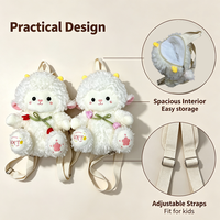 Sac à dos en peluche agneau, sac à bandoulière en peluche animal avec bretelles réglables, sac en peluche mignon pour enfants et filles garçons