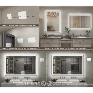 Factory Custom LED <strong>Bathroom</strong> Mirror Smart Touch <strong>Sensor</strong> Illuminated <strong>Lighted</strong> Wall Mount Mirrors - Product Image 6