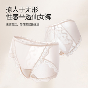 Slip Bikini in Raso e Pizzo a Vita Media per Uso Quotidiano, Taglia Grande per Donne fino a 100kg, Mutandine Sexy Senza Cuciture con Spacco Alto - Product Image 4