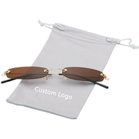 Lunettes de soleil étroites hommes sans monture été 2025 rouge bleu noir lunettes de soleil rectangulaires pour femmes petites nuances de visage