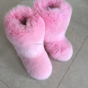 Girls Fluffy Fox Fur Boots <strong>Winter</strong> Woman Plush <strong>Warm</strong> Snow <strong>Bootas</strong> Luxury Footwear Furry Fur Boots - Product Image 6