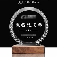 Offre Spéciale : Trophée en Verre Cristal Vierge avec Base en Bois, Gravure Personnalisée et Lettres Sculptées, Plaque Artisanale en Cristal