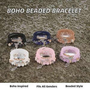 Go2boho - Juego de Pulseras de Cuentas Multicapa con Amuleto de Ojo Turco y <span class=keywords><strong>Hamsa</strong></span>, Pulsera Elástica, Joyería Bohemia de Moda para Mujer, Venta al por Mayor OEM - Product Image 3