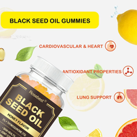 Gummies d'huile de cumin noir à marque privée OEM, supplément de santé antioxydant avec sureau et curcuma pour l'immunité, la peau, les cheveux et les articulations