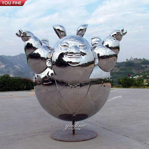 Outdoor aço inoxidável grande Tai Chi Bagua escultura metal Yin e Yang estátua - Product Image 2