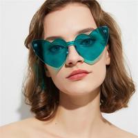 Nouvelles Lunettes de Soleil Monobloc Cœur Multicolores 2026 Style UE/US Sans Monture Protection UV400