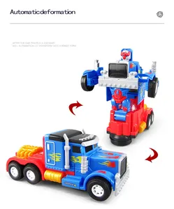 Mobil mainan elektrik anak-anak, mainan traktor robot deformasi otomatis, musik dan lampu berubah bentuk