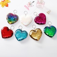 Porte-clés réversibles multicolores en forme de poney, avec paillettes et sequins, pour décorations de sacs