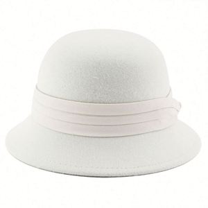 Sombrero Cloche de Lana Sintética para Otoño e Invierno, Estilo Vintage, Elegante, para Mujer, Moda, Iglesia, Venta al Por Mayor - Product Image 4