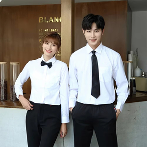 Chemise blanche à manches longues pour le personnel d'hôtel et <span class=keywords><strong>de</strong></span> restaurant, coupe ajustée, respirante, en polyester/coton, couleurs et tailles personnalisées en stock - Product Image 6