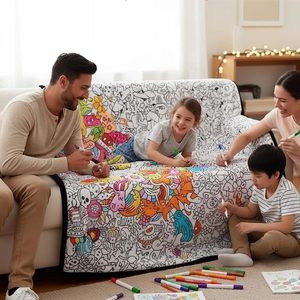 Couverture à colorier en velours double couche avec motif de <span class=keywords><strong>dessin</strong></span> animé <span class=keywords><strong>anime</strong></span> en fourrure d'agneau, à personnaliser soi-même, cadeau de vacances - Product Image 6