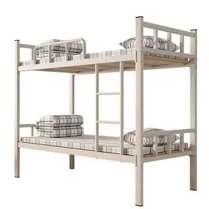 Sıcak satış lüks yurt demir yatak merdiven dayanıklı basit çift ranza personel daire hastane kullanımı için okul mobilyaları